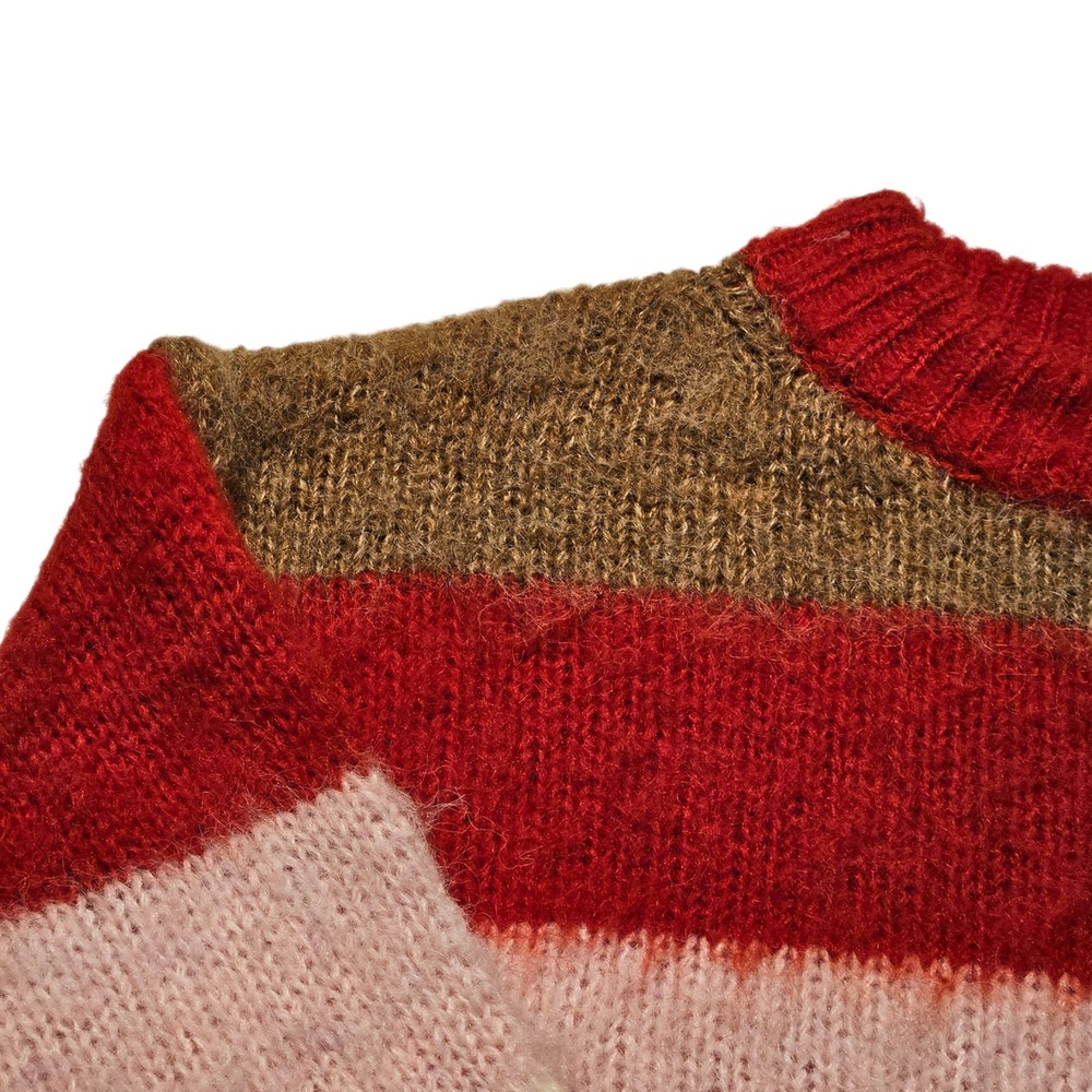 A New Day Striped Sweater Size S Red‎ Pink Brown Knit Pullover Women's - Picture 2 of 10